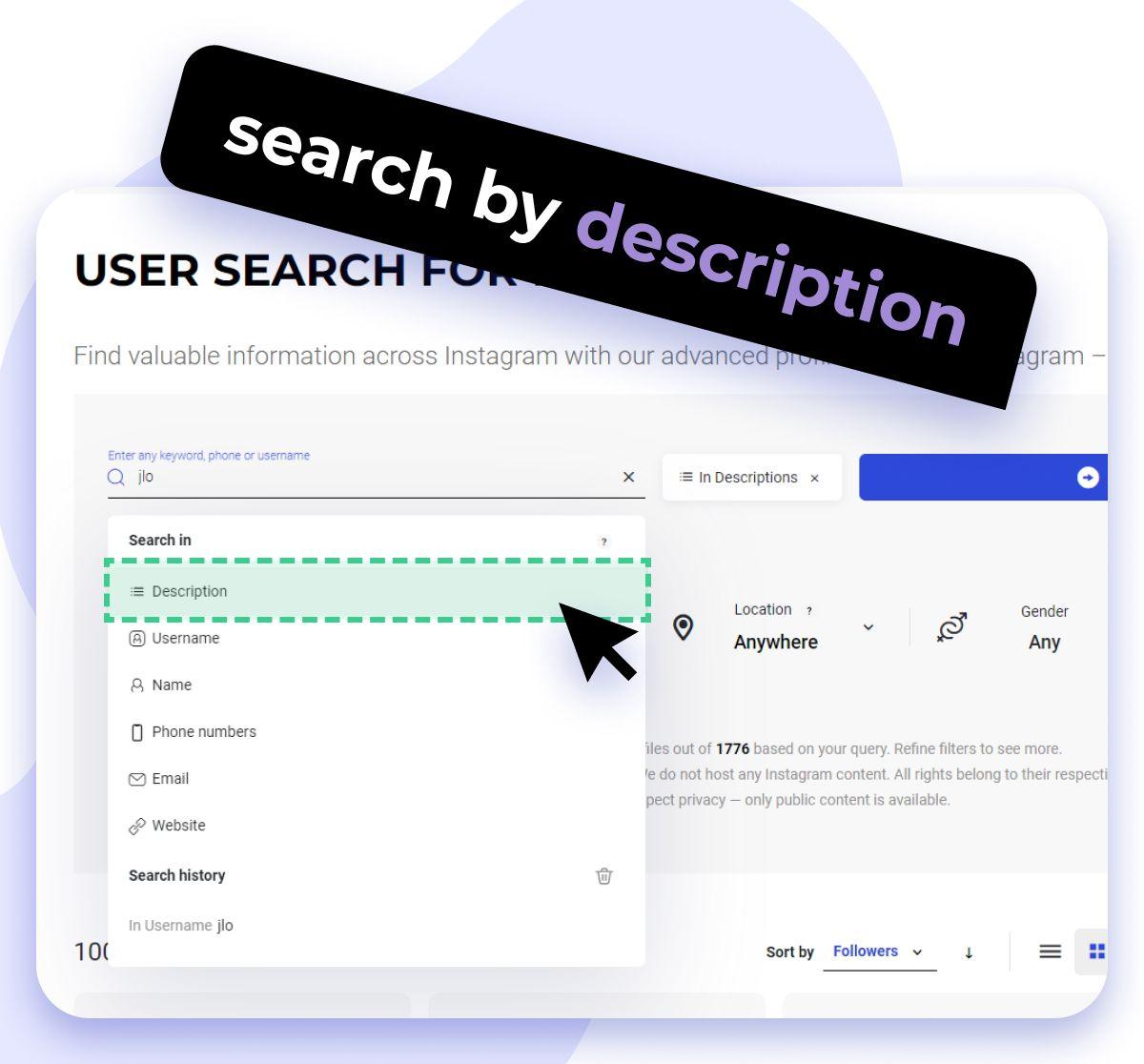 account search by description