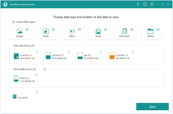 Select File Types Location